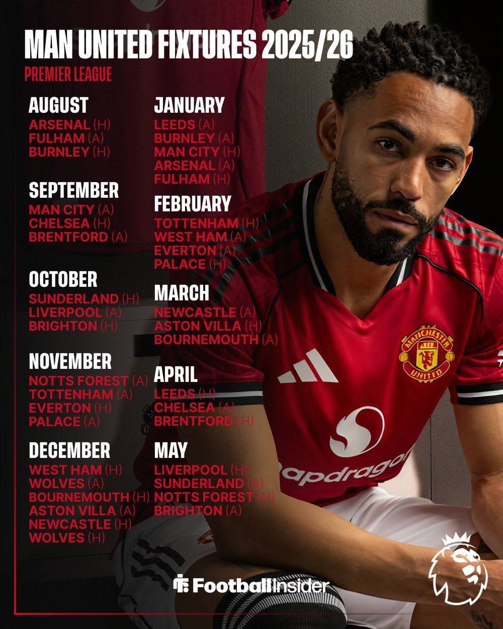 曼联新赛季英超赛程公布，首轮主场战阿森纳！阿莫林遭遇魔鬼开局